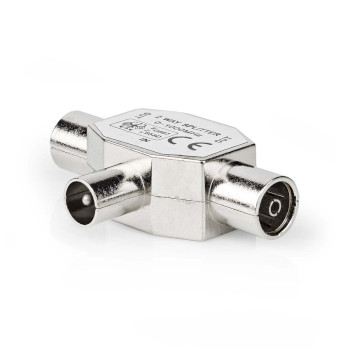 [CSGB40951ME] Nedis CSGB40951ME Coax-Splitte Vernikkeld 75 Ohm T-Splitter Zilver