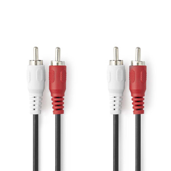 [CAGB24200BK10] Nedis CAGB24200BK10 Stereo-Audiokabel 2x RCA Vernikkeld 1m Zwart