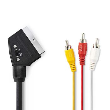 [CVGP31130BK10] Nedis CVGP31130BK10 SCART-Kabel SCART - 3x RCA Male Vernikkeld 480p 1m Zwart