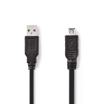 [CCGP60200BK20] Nedis CCGP60200BK20 USB 2.0 Cable USB-A - Mini USB 480 Mbps Nickel Plated 2m Black
