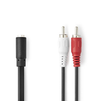 [CAGB22255BK02] Nedis CAGB22255BK02 Stereo-Audiokabel 2x RCA Mannelijk -  3,5 mm Jack Vrouwelijk 20cm Zwart
