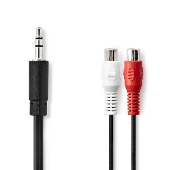 [CAGB22250BK02] Nedis CAGB22250BK02 Stereo-Audiokabel 3,5 mm jack Mannelijk - 2x RCA Vrouwelijk 20cm Zwart