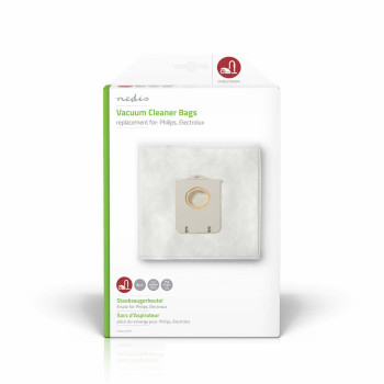 [DUBG220AEP4] Nedis DUBG220AEP4 Vacuum Cleaner Bag Philips / Electrolux 4 Pieces Synthetic White