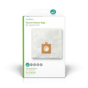 [DUBG220AEG4] Nedis DUBG220AEG4 Stofzuigerzak | 4 Stuks | Synthetisch | Meest verkocht voor: AEG / Electrolux | Wit