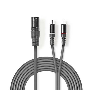 [COTH15200GY15] Câble audio symétrique Nedis COTH15200GY15 XLR 3 broches - 2x RCA 15 m Gris