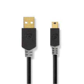 [CCBW60300AT20] Nedis CCBW60300AT20 USB 2.0 Cable USB-A - USB Mini-B 480 Mbps Gold-plated 2m Black