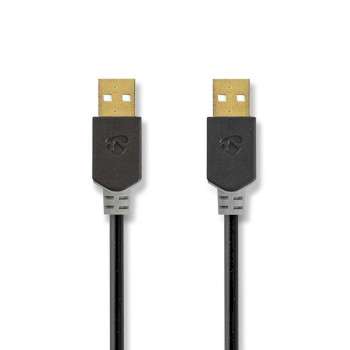 [CCBW60000AT20] Nedis CCBW60000AT20 USB Cable USB 2.0 480 Mbps Gold Plated 2m Black
