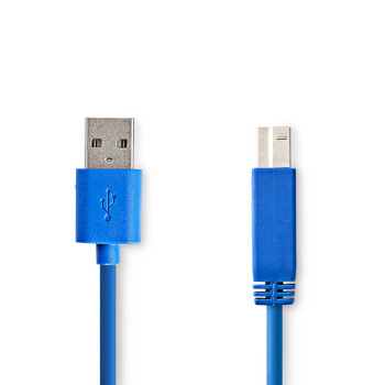 [CCGP61100BU30] Nedis CCGP61100BU30 USB 3.2 Gen 1 Cable USB-A - USB-B 5 Gbps Nickel-plated 3m Blue