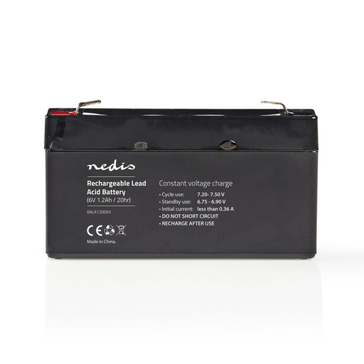 [BALA12006V] Batterie plomb-acide rechargeable Nedis BALA12006V 6 V 1200 mAh 97 x 24 x 52 mm, noire
