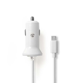 [CCHAM240AWT] Nedis CCHAM240AWT Autolader 12W 2.4 A Micro-USB 1m Enkel Voltage Wit