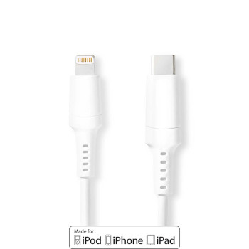 [CCGW39650WT10] Nedis CCGW39650WT10 USB 2.0 Kabel Lightning - USB-C 480 Mbps Vernikkeld 1m Wit 