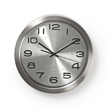 [CLWA010MT30SR] Nedis CLWA010MT30SR Wall Clock 300 mm Diameter Stainless Steel Silver
