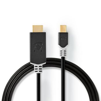 [CCBW37604AT20] Câble Mini DisplayPort 1.4 Nedis CCBW37604AT20 Mini DisplayPort - HDMI 48 Gbit/s plaqué or 2 m Noir