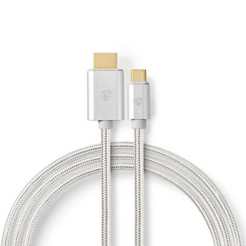 [CCTB64655AL20] Nedis CCTB64655AL20 USB 3.2 Gen 1 Adapter USB-C - HDMI 4K@60Hz 18 Gbps 2m Gold-plated Silver
