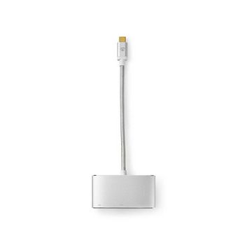 [CCTB64760AL02] Nedis CCTB64760AL02 USB 3.2 Gen 1-Adapter USB-C - USB-A / USB-C / VGA 5Gbps 20cm Verguld Zilver