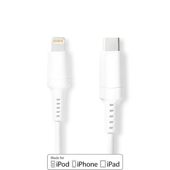 [CCGW39650WT20] Nedis CCGW39650WT20 USB 2.0-Kabel Lightning - USB-C 480 Mbps Vernikkeld 2m Wit 