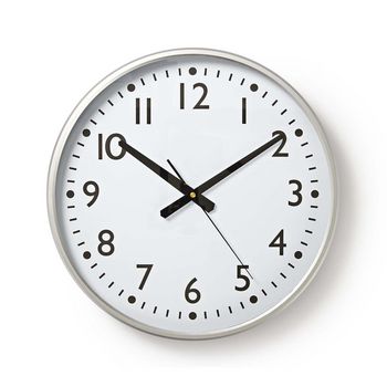 [CLWA016PC38AL] Nedis CLWA016PC38AL Wall Clock 380 mm Diameter Plastic White / Silver