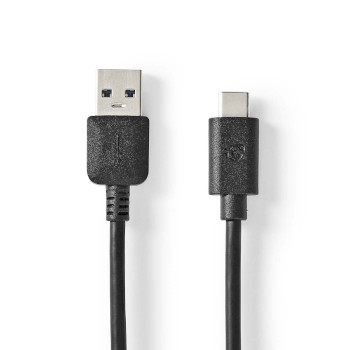 [CCGW61600BK20] Nedis CCGW61600BK20 USB 3.2 Gen 1-Kabel USB-A - USB-C 60 W 5 Gbps Vernikkeld 2m Zwart 