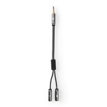 [CATB22150GY02] Nedis CATB22150GY02 Stereo-Audiokabel 3,5mm Jack -  2x 3,5mm Jack Vrouwelijk Mic + Audio Verguld 20cm Grijs