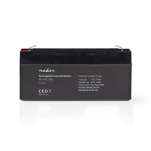 [BALA32006V] Nedis BALA32006V Rechargeable Lead Acid Battery 6 V 3200 mAh Black