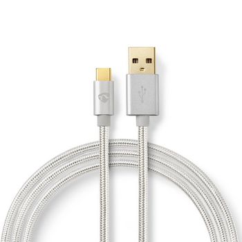 [CCTB60600AL20] Nedis CCTB60600AL20 USB 2.0-Kabel USB-A - USB-C 15W 480Mbps Verguld 2m Zilver