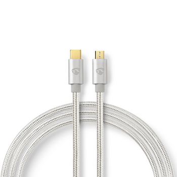 [CCTB60650AL30] Nedis CCTB60650AL30 USB 2.0 -Kabel USB-C - USB Micro-B 10W 480Mbps Verguld 3m Zilver