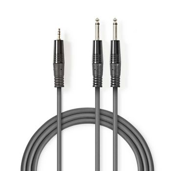 [COTH23200GY50] Nedis COTH23200GY50 Stereo-Audiokabel 2x 6,35 mm Jack - 3,5 mm Jack 5m Grijs