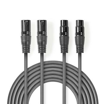 [COTH15030GY30] Nedis COTH15030GY30 Gebalanceerde Audiokabel 2x XLR 3-Pins Male - 2x XLR 3-Pins Vrouwelijk 3m Grijs 