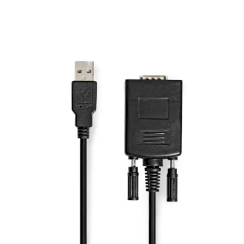 [CCGW60852BK09] Convertisseur RS232 USB-A - RS232 Nedis CCGW60852BK09 nickelé 90 cm noir