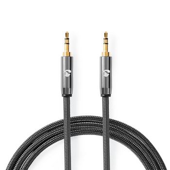 [CATB22000GY20] Câble audio stéréo Nedis CATB22000GY20, jack 3,5 mm, plaqué or, 2,00 m, gris métallisé