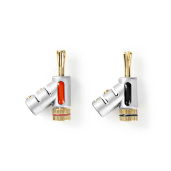 [CAGC26990ME] Nedis CAGC26990ME Banaanstekker Verguld Schroef 7.4 mm Zilver 2 Stuks 