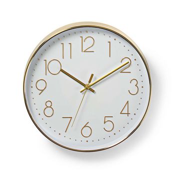 [CLWA015PC30GD] Nedis CLWA015PC30GD Wandklok 300 mm Diameter Kunststof Goud / Wit
