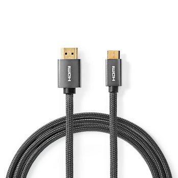 [CVTB34500GY20] Nedis CVTB34500GY20 HDMI 2.0 Cable HDMI - Mini HDMI 4K@60Hz 18 Gbps 2m Gray
