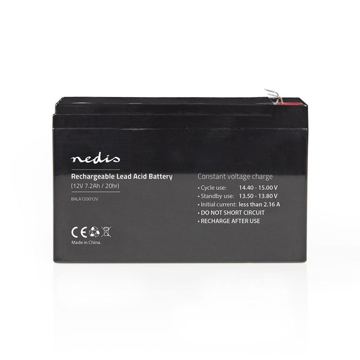 [BALA720012V] Nedis BALA720012V Rechargeable Lead Acid Battery 12 V 7200 mAh Black