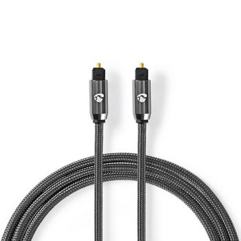 [CATB25000GY10] Nedis CATB25000GY10 Optical Audio Cable TosLink 1.00 m Gold Plated Gun Metal Grey