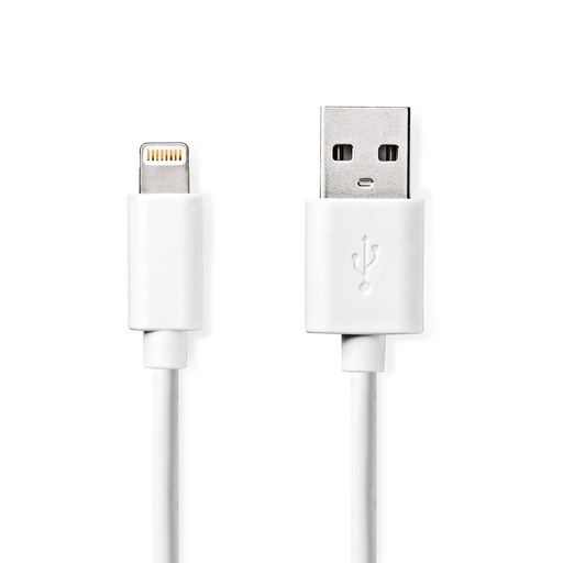 [CCGL39300WT20] Câble Lightning Nedis CCGL39300WT20 USB 2.0 Lightning SB-A 480 Mbps nickelé 2 m Blanc