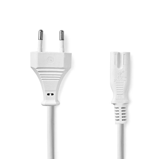 [CEGL11040WT50] Câble d'alimentation Nedis CEGL11040WT50 Euro - IEC-320-C7 nickelé 5 m Blanc