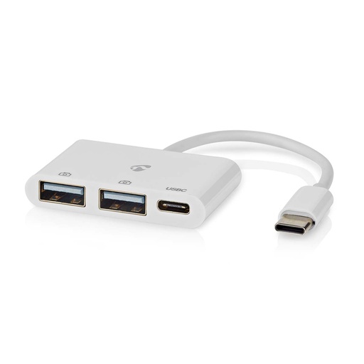 [CCGB64785WT01] Hub USB 2.0 Nedis CCGB64785WT01 USB-C - USB-C / 2x USB A 480 Mbit/s, nickelé, blanc