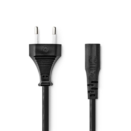 [CEGB11060BK20] Nedis CEGB11060BK20 Power Cable Euro - IEC-320-C1 Nickel Plated 2m Flat Black
