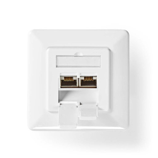 [CCGB89260IV] Nedis CCGB89260IV Network Wall Box Flush Mount 2 Ports CAT7 Gold Plated White
