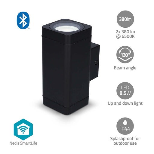 [BTLOW05RGBW] Lampe d'extérieur Nedis BTLOW05RGBW Smartlife 760 lm Bluetooth 8,5 W Noir