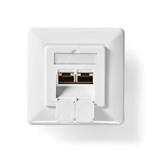 [CCGB89200IV] Nedis CCGB89200IV Network Wall Box Flush Mount 2 Ports CAT6 Gold Plated White
