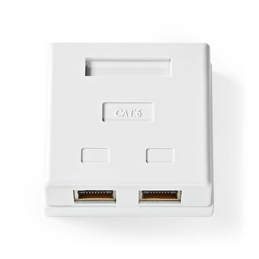 [CCGB89130WT] Nedis CCGB89130WT Network Wall Box Surface Mount 2 Ports STP CAT6 Gold Plated White