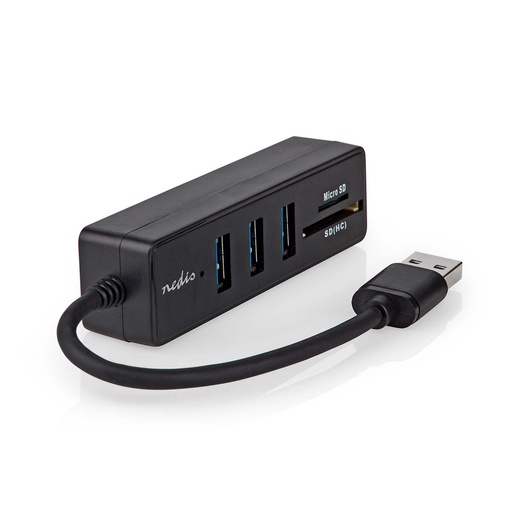 [CCGB61250BK01] Nedis CCGB61250BK01 USB 3.2 Gen 1 Hub 3x USB A female SD & MicroSD 5 Gbps Black