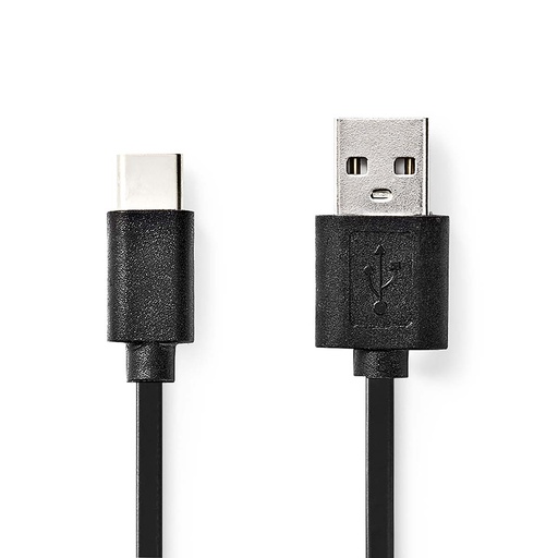 [CCGL60600BK20] Nedis CCGL60600BK20 USB 2.0 Cable USB-A - USB-C 15W 480 Mbps Nickel-plated 2m Black