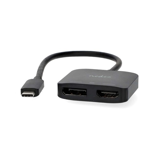 [CCGB64385BK02] Adaptateur USB 3.2 Gen 1 Nedis CCGB64385BK02 USB-C - DisplayPort / HDMI femelle 8K à 30 Hz 20 cm Noir