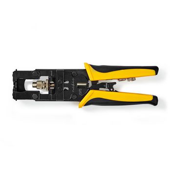 [CSGG49540YE] Pince à sertir pour câble d'antenne Nedis CSGG49540YE, connecteurs BNC/RCA/F, jaune/noir