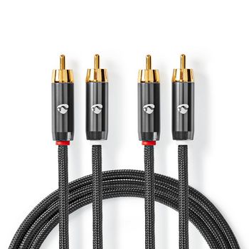 [CATB24200GY50] Nedis CATB24200GY50 Stereo Audio Cable 2x RCA Gold Plated 5m Gun Metal Gray