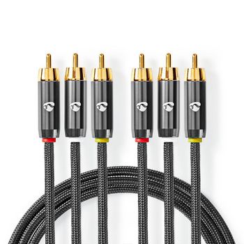 [CVTB24300GY20] Nedis CVTB24300GY20 Composiet Videokabel 3x RCA Verguld 480p 2m Grijs 