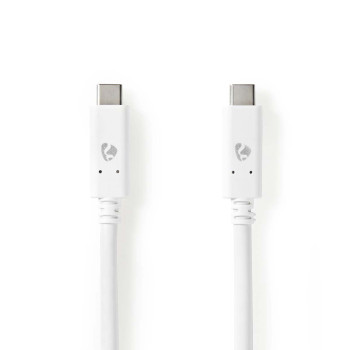 [CCGW64750WT10] Nedis CCGW64750WT10 USB 3.2 Gen 2 -Kabel USB-C 100 W 4K@60Hz 10 Gbps Vernikkeld 1m Wit
